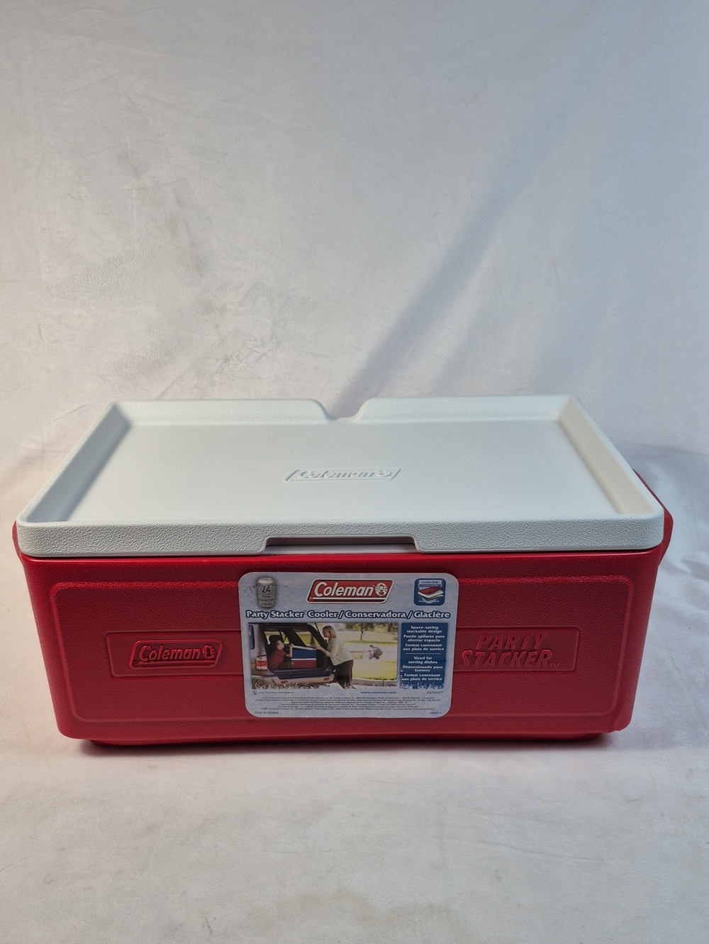 Coleman Party Stacker 24 Can - Red Cooler Ice Chest Model 6225
